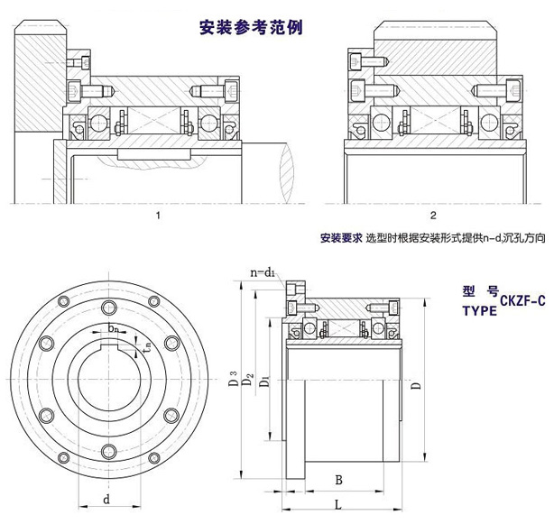 CKZF-C楔塊式超越離合器型號(hào) CKZF-C楔塊式超越離合器型號(hào)